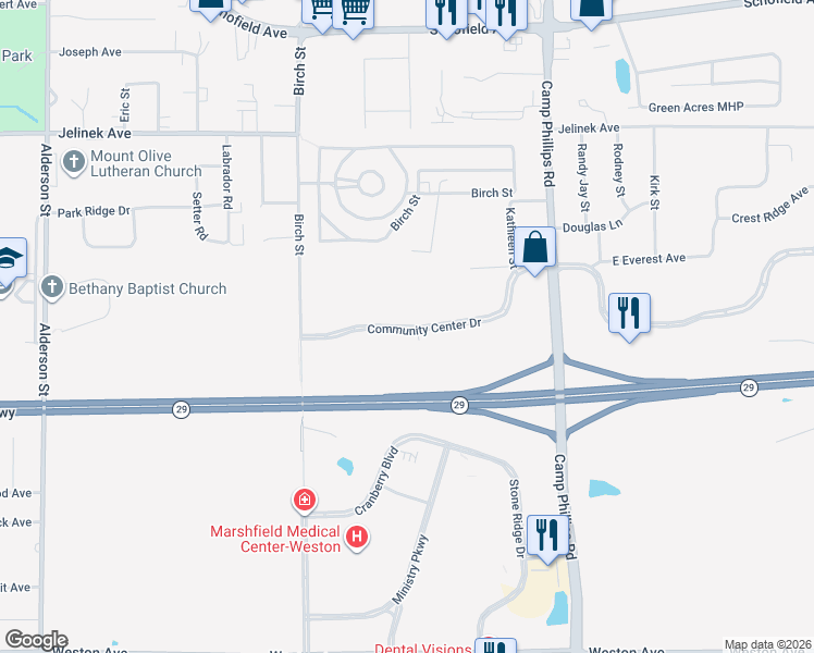 map of restaurants, bars, coffee shops, grocery stores, and more near 3704 Community Center Drive in Weston