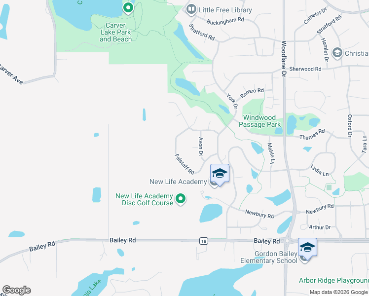 map of restaurants, bars, coffee shops, grocery stores, and more near 3592 Avon Court in Woodbury