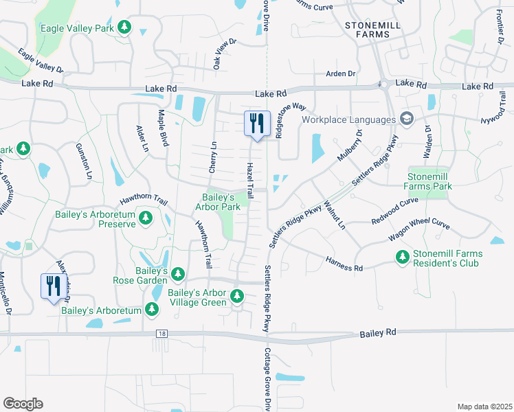 map of restaurants, bars, coffee shops, grocery stores, and more near 3511 Hazel Trail in Woodbury