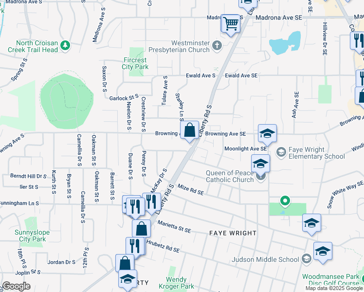 map of restaurants, bars, coffee shops, grocery stores, and more near 661-691 Lockwood Lane South in Salem