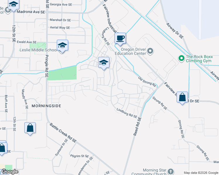 map of restaurants, bars, coffee shops, grocery stores, and more near 2094 Legacy Heights Drive SE in Salem