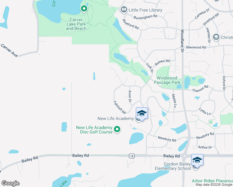 map of restaurants, bars, coffee shops, grocery stores, and more near 3592 Avon Court in Woodbury