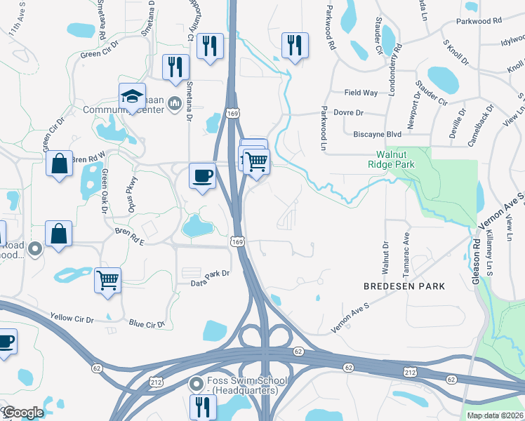 map of restaurants, bars, coffee shops, grocery stores, and more near 5995 Lincoln Drive in Edina