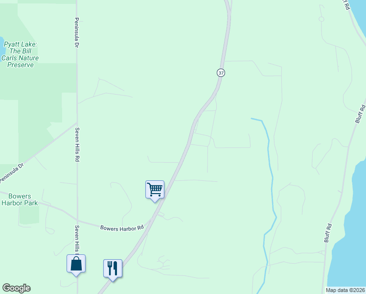 map of restaurants, bars, coffee shops, grocery stores, and more near 14447-14879 Center Road in Traverse City