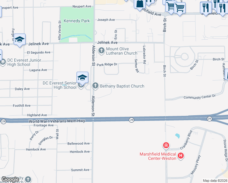 map of restaurants, bars, coffee shops, grocery stores, and more near 2601 Pointe Road in Weston