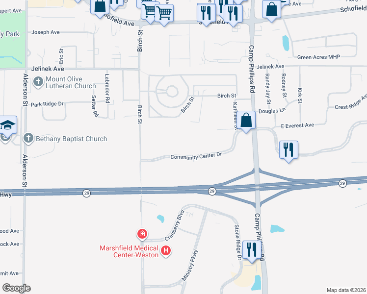 map of restaurants, bars, coffee shops, grocery stores, and more near 3704 Community Center Drive in Weston