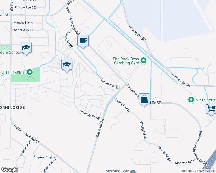 map of restaurants, bars, coffee shops, grocery stores, and more near 4051-4399 Reed Road Southeast in Salem