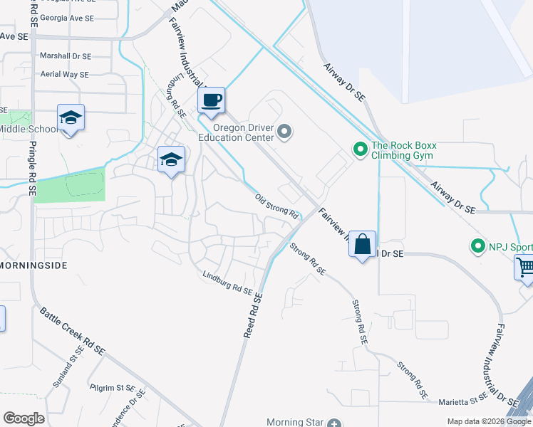 map of restaurants, bars, coffee shops, grocery stores, and more near 4051-4399 Reed Road Southeast in Salem