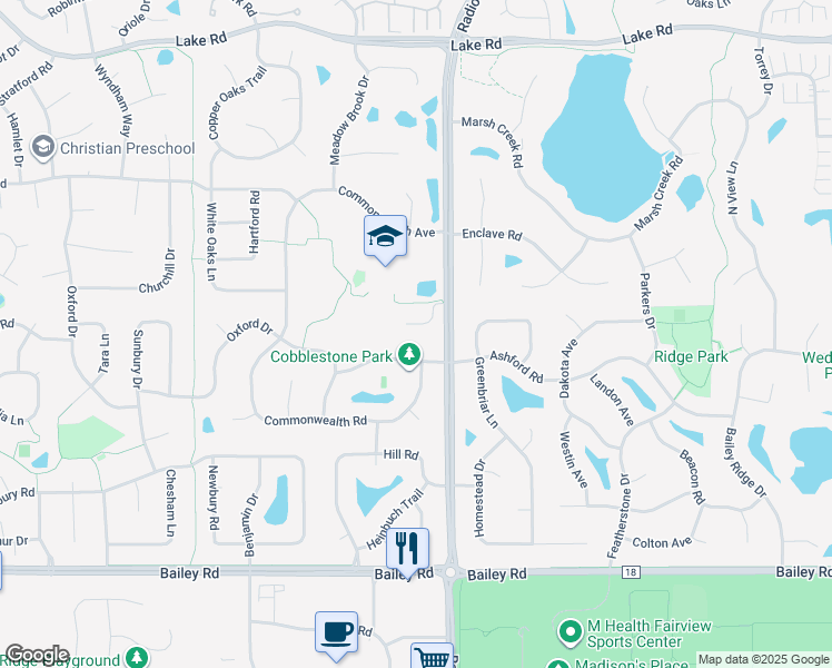 map of restaurants, bars, coffee shops, grocery stores, and more near 3520 Jessie Court in Woodbury