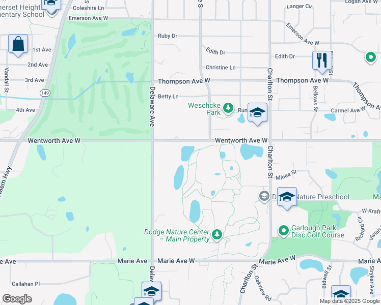 map of restaurants, bars, coffee shops, grocery stores, and more near in Mendota Heights
