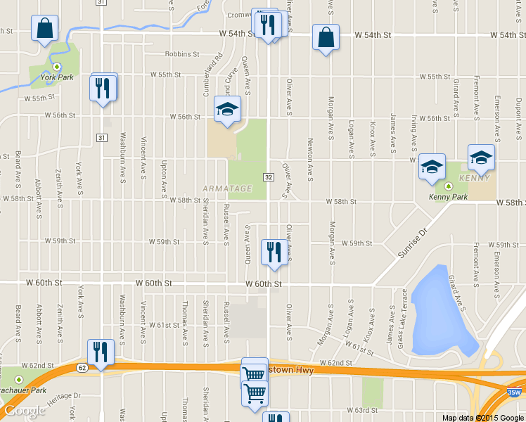 map of restaurants, bars, coffee shops, grocery stores, and more near in Minneapolis