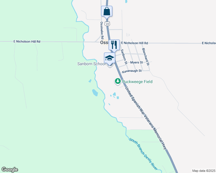 map of restaurants, bars, coffee shops, grocery stores, and more near 12170 U.S. 23 in Alpena County