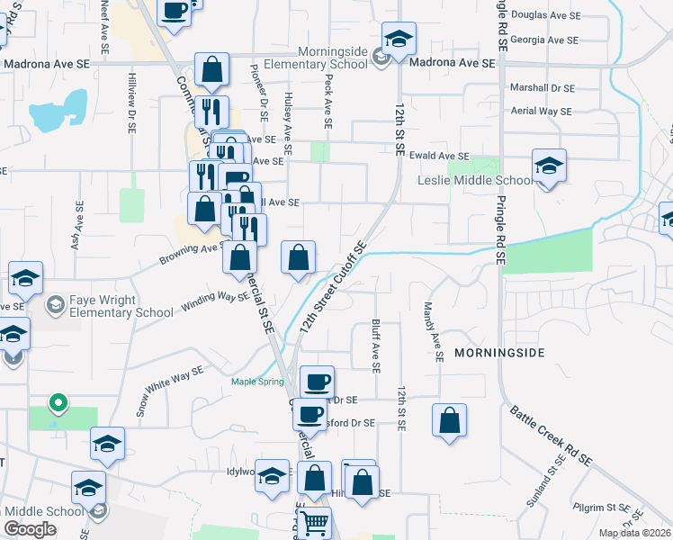 map of restaurants, bars, coffee shops, grocery stores, and more near 4037 9th Court Southeast in Salem