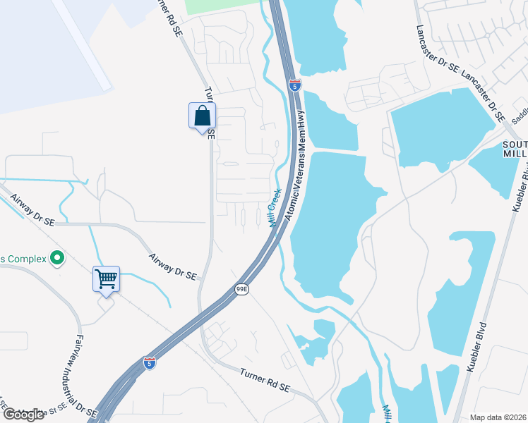 map of restaurants, bars, coffee shops, grocery stores, and more near 3414 Turner Road Southeast in Salem