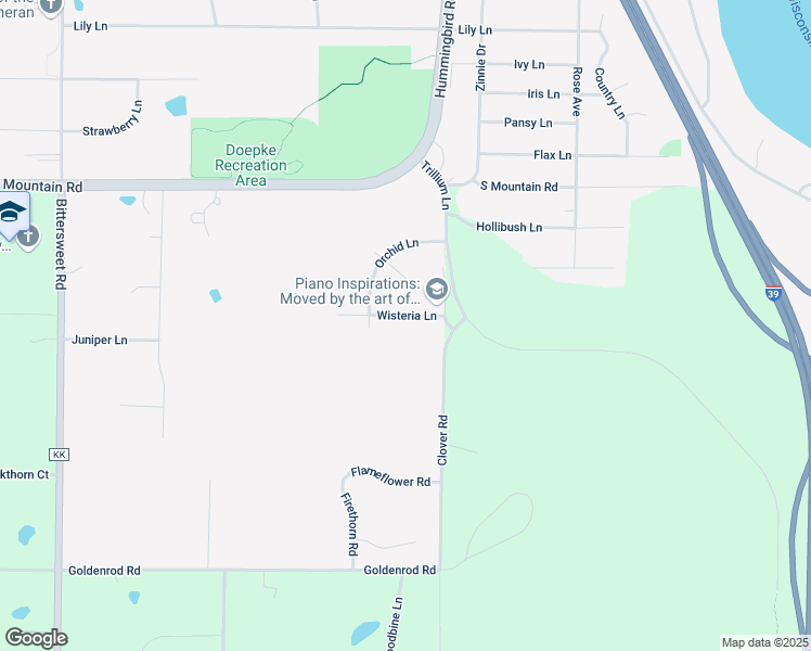 map of restaurants, bars, coffee shops, grocery stores, and more near 151865 Wisteria Lane in Wausau