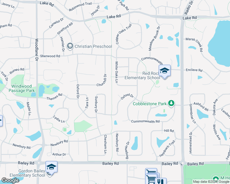 map of restaurants, bars, coffee shops, grocery stores, and more near 3829 Oxford Echo in Woodbury