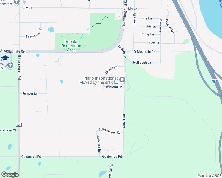 map of restaurants, bars, coffee shops, grocery stores, and more near 151865 Wisteria Lane in Wausau
