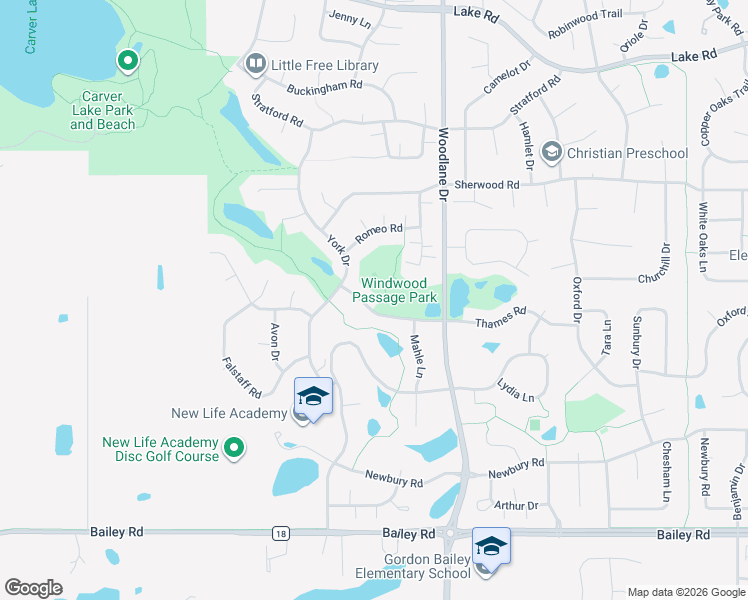 map of restaurants, bars, coffee shops, grocery stores, and more near 6840 Thames Road in Woodbury