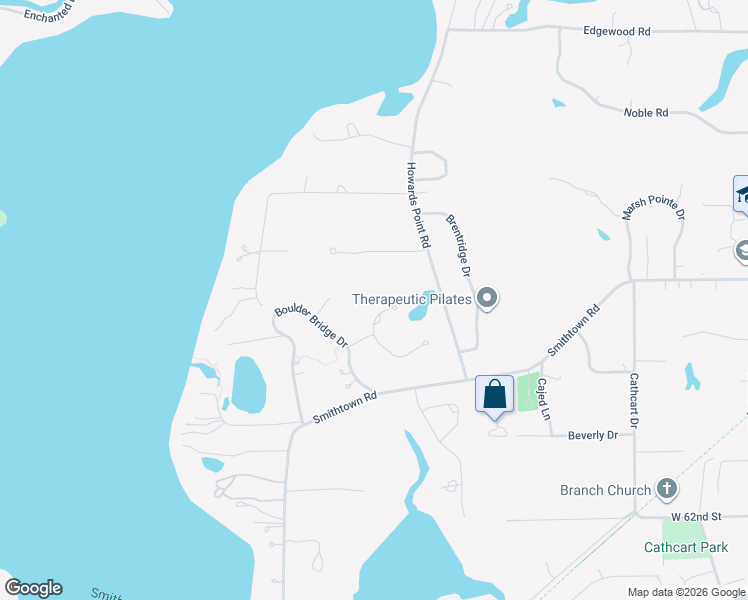 map of restaurants, bars, coffee shops, grocery stores, and more near 5870 Boulder Bridge Lane in Shorewood