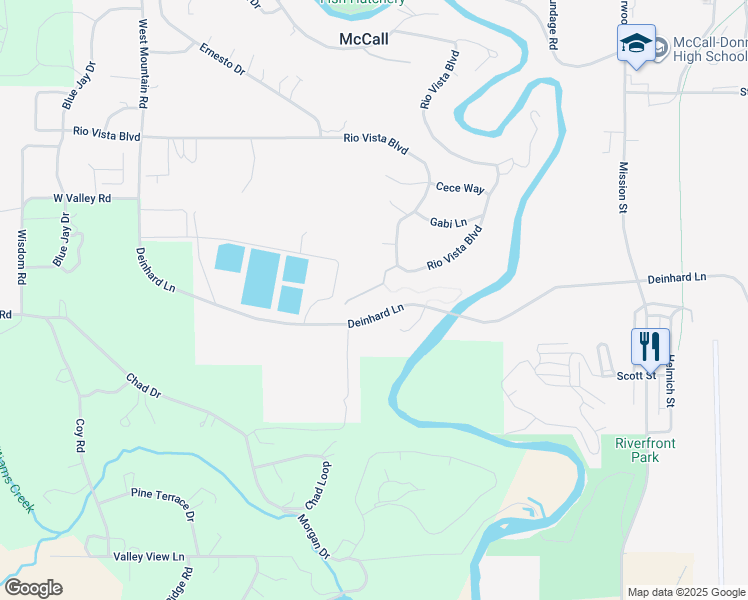 map of restaurants, bars, coffee shops, grocery stores, and more near 172 Sunny Way in McCall