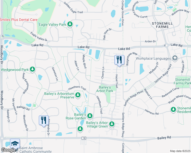 map of restaurants, bars, coffee shops, grocery stores, and more near in Woodbury