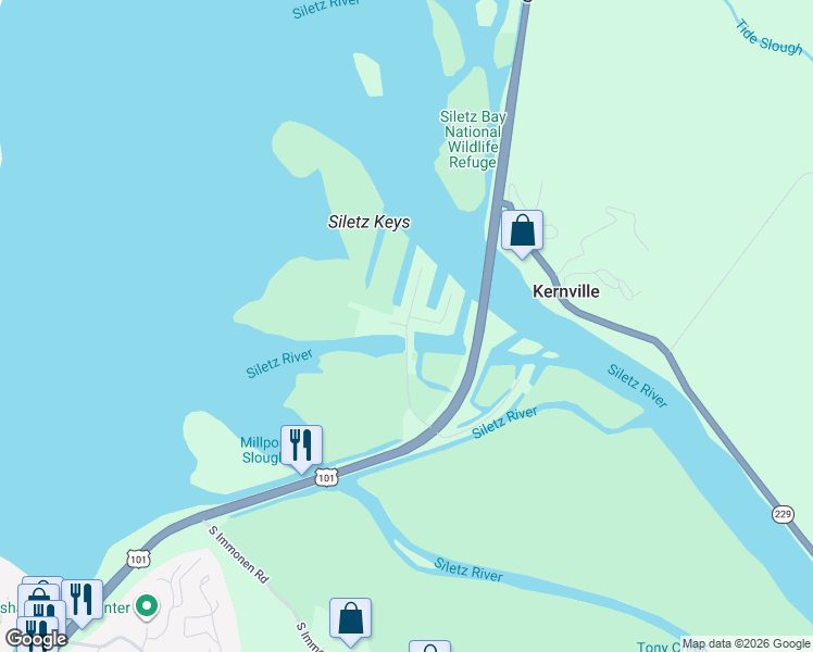 map of restaurants, bars, coffee shops, grocery stores, and more near Keys Place in Lincoln City