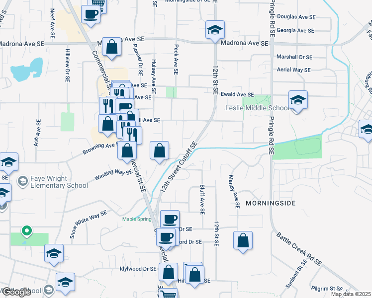 map of restaurants, bars, coffee shops, grocery stores, and more near 3988 Shaniko Court Southeast in Salem