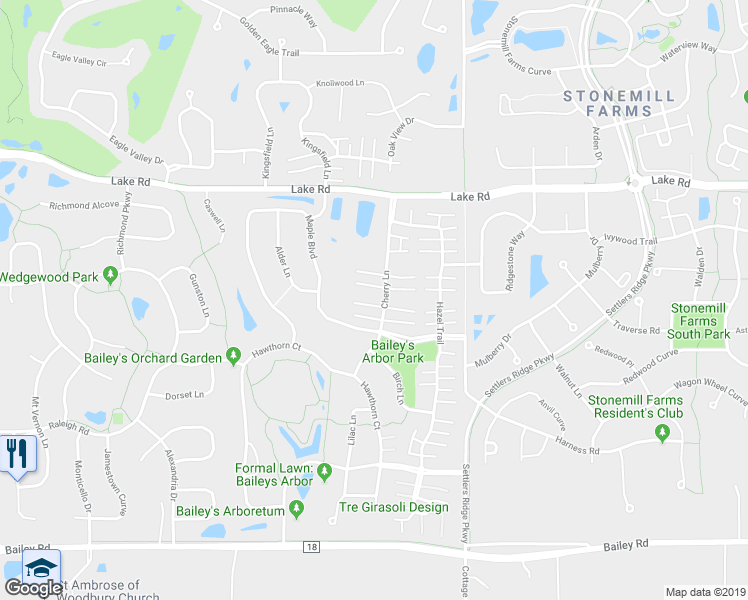 map of restaurants, bars, coffee shops, grocery stores, and more near in Woodbury