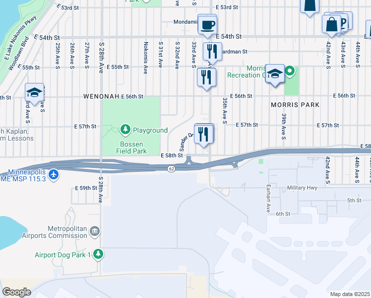 map of restaurants, bars, coffee shops, grocery stores, and more near in Minneapolis
