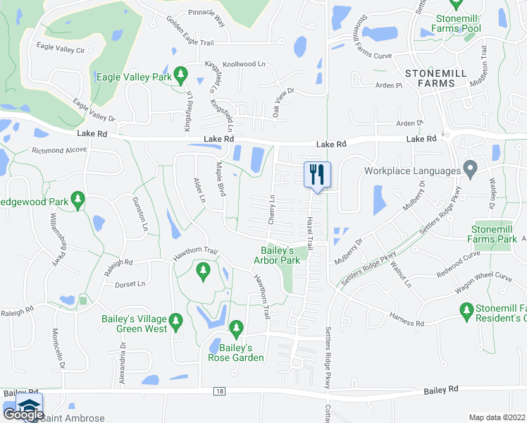 map of restaurants, bars, coffee shops, grocery stores, and more near 3472 Cherry Lane in Saint Paul
