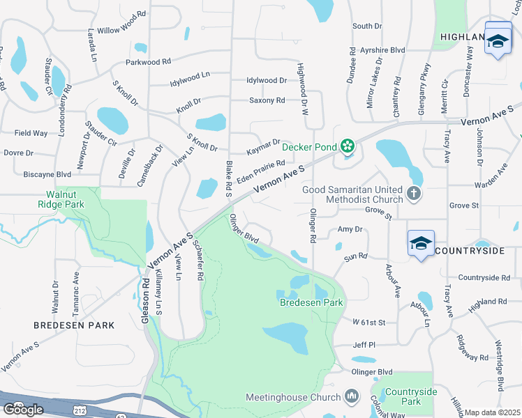 map of restaurants, bars, coffee shops, grocery stores, and more near 6124 Sherman Circle in Minneapolis