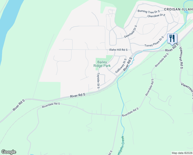 map of restaurants, bars, coffee shops, grocery stores, and more near 3915 Tayside Street South in Salem