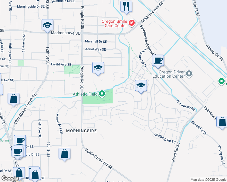 map of restaurants, bars, coffee shops, grocery stores, and more near 1810 Cousteau Loop Southeast in Salem