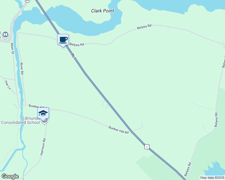 map of restaurants, bars, coffee shops, grocery stores, and more near 2581 U.S. 1 in Washington County