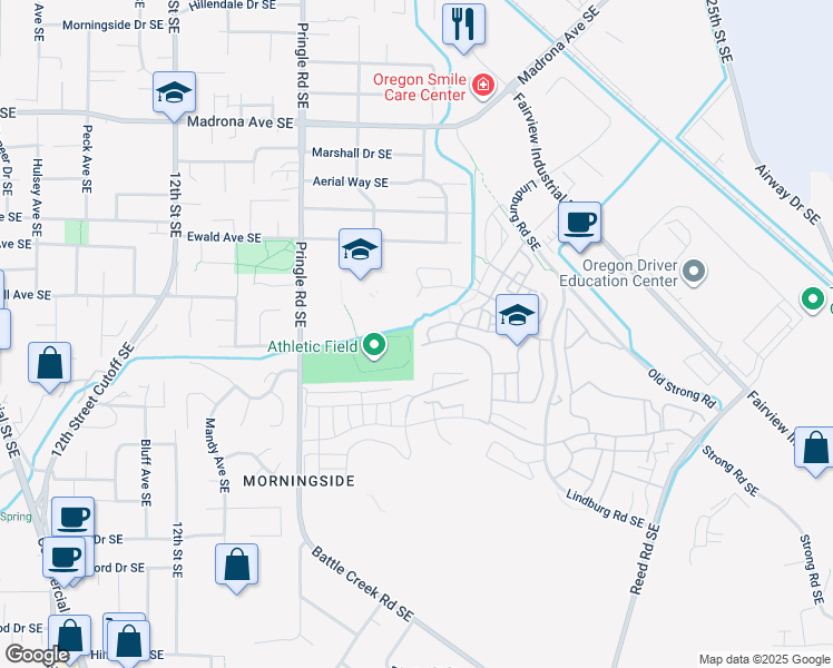 map of restaurants, bars, coffee shops, grocery stores, and more near 1810 Cousteau Loop Southeast in Salem