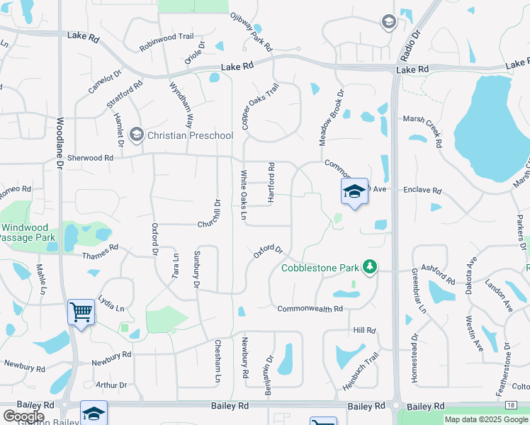 map of restaurants, bars, coffee shops, grocery stores, and more near 3360 Hartford Road in Woodbury