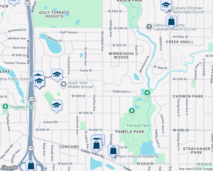 map of restaurants, bars, coffee shops, grocery stores, and more near in Edina