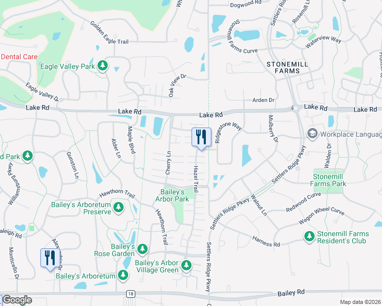 map of restaurants, bars, coffee shops, grocery stores, and more near 3334 Hazel Trail in Woodbury