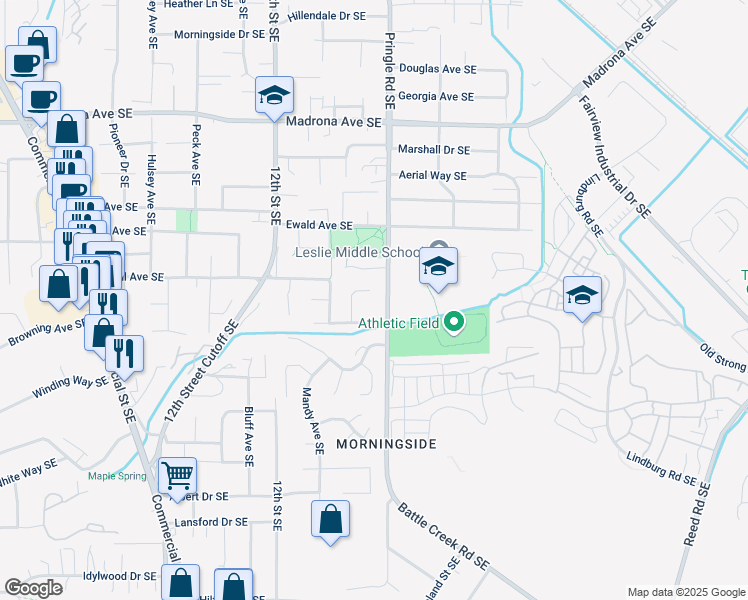 map of restaurants, bars, coffee shops, grocery stores, and more near 1354 Kendell Court Southeast in Salem