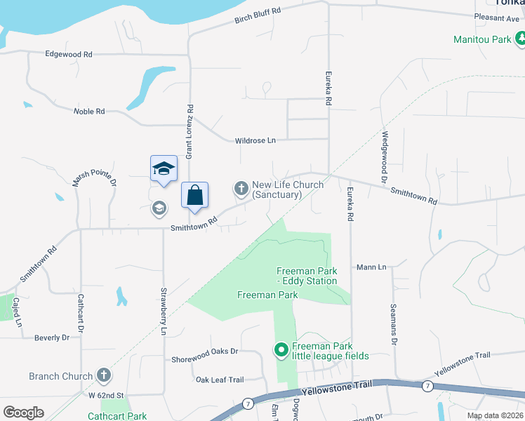 map of restaurants, bars, coffee shops, grocery stores, and more near 5780 Kelsey Drive in Excelsior