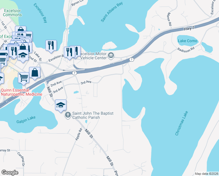 map of restaurants, bars, coffee shops, grocery stores, and more near 846 3rd Avenue in Excelsior