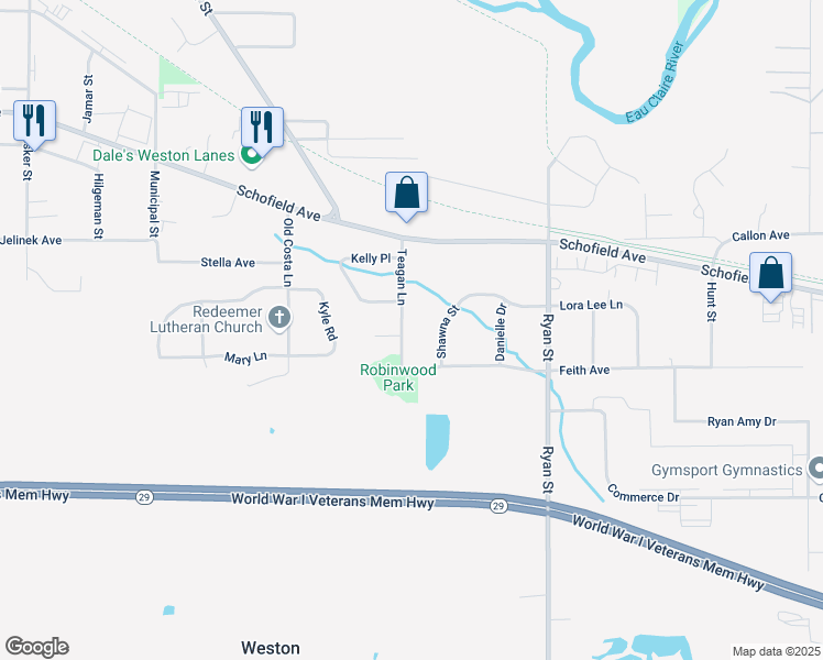 map of restaurants, bars, coffee shops, grocery stores, and more near 6405 Teagan Ln in Weston