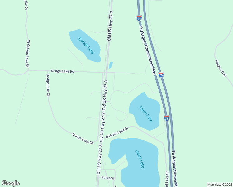 map of restaurants, bars, coffee shops, grocery stores, and more near North Shore Drive in Gaylord
