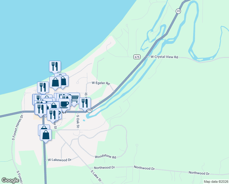map of restaurants, bars, coffee shops, grocery stores, and more near 6000 West Harbor Highway in Glen Arbor