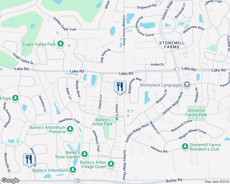 map of restaurants, bars, coffee shops, grocery stores, and more near 3334 Hazel Trail in Woodbury
