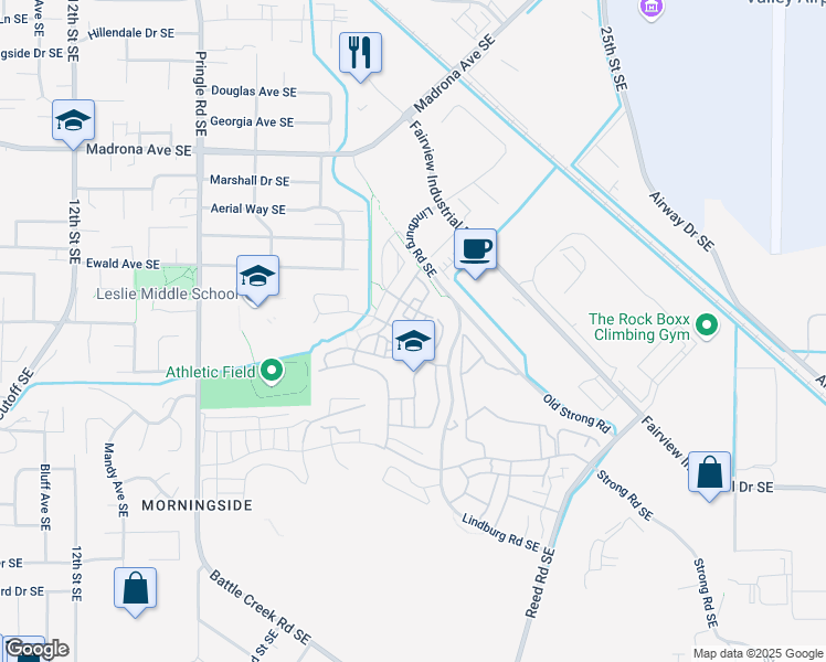 map of restaurants, bars, coffee shops, grocery stores, and more near 3869 Cousteau Drive Southeast in Salem