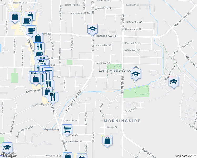 map of restaurants, bars, coffee shops, grocery stores, and more near 3922 Pringle Creek Court Southeast in Salem