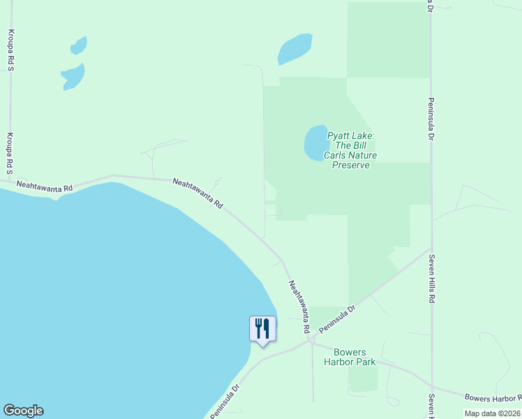 map of restaurants, bars, coffee shops, grocery stores, and more near 14672 Pyatt Rd in Traverse City
