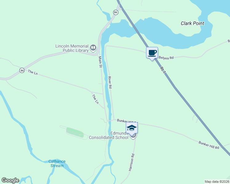 map of restaurants, bars, coffee shops, grocery stores, and more near 25 River Road in Marion