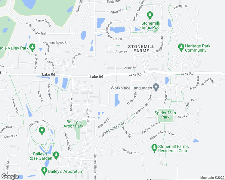 map of restaurants, bars, coffee shops, grocery stores, and more near 3444 Mulberry Circle in Woodbury